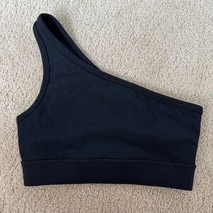 Lspace One-Shoulder Black Ribbed Bra